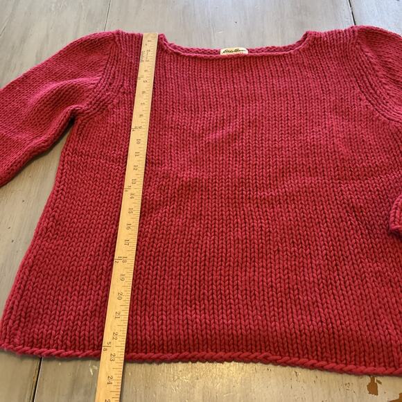 Eddie Bauer Red Chunky Knit Lambs Wool Blend Sweater Women’s Sz XL - Picture 5 of 7
